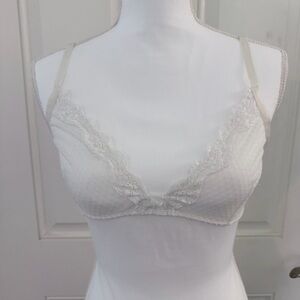 Intimately Free People Bra L | White Mesh Lace Plunge